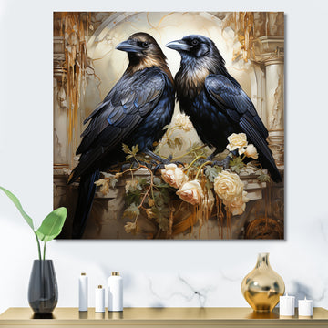 Crow Golden Elegance - Crow Wall Decor